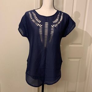 A-Line Essential Career Blouse Navy Blue XL